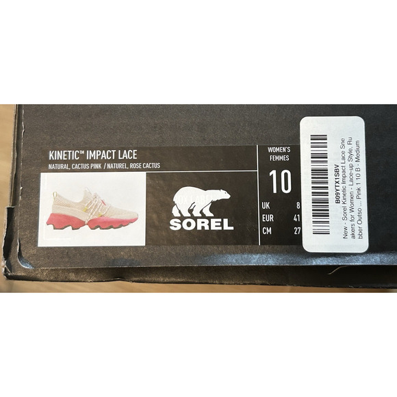Sorel Kinetic Impact Lace Women’s Sneaker Shoes Natural Cactus Pink - Si - Picture 9 of 9
